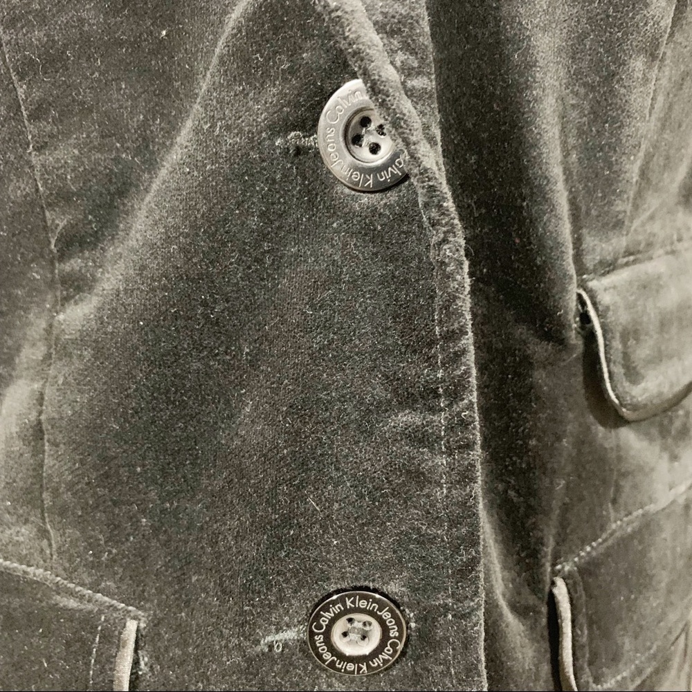 Calvin Klein Black Velvet Two Button Medium Jacket - image 3